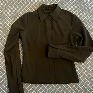 THEORY grey wool stretch shirt S